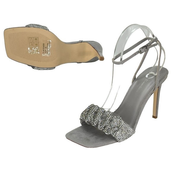 Journee Collection Arlette Grey Microfiber Rhinestone Womens Heels Size 9.5M - Picture 12 of 13